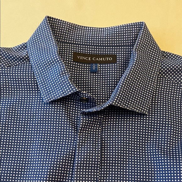 Vince Camuto Navy and White Dot Men's Shirt Size L - Picture 1 of 8
